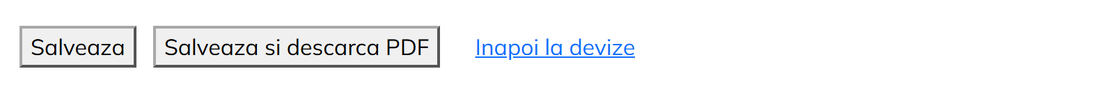 Butoanele Salveaza, Salveaza si descarca PDF și linkul Inapoi la devize